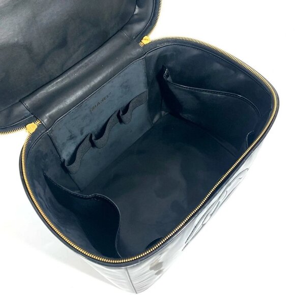 CHANEL vintage CC Vanity Bag 2WAY Shoulder Bag Hand Bag Patent Leather Black - Picture 3 of 14
